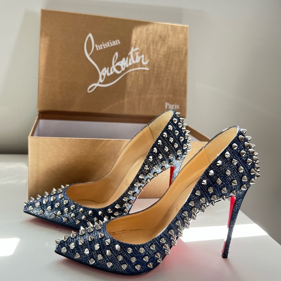 Christian Louboutin FOLLIES SPIKES 100 LAME LUX - Picture 5 of 16